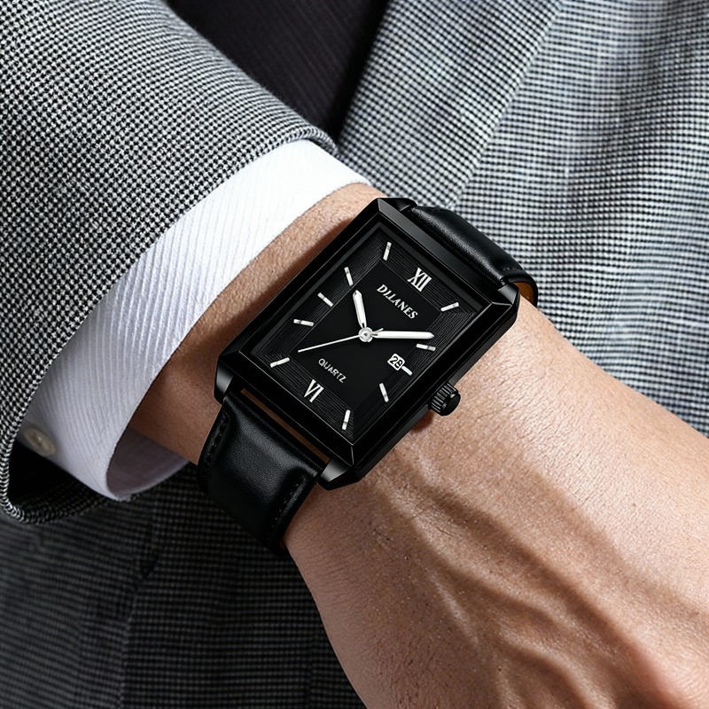Smartwatch Watches Brands For Men - 캐주얼 가죽 남성용 시계 패션 스퀘어