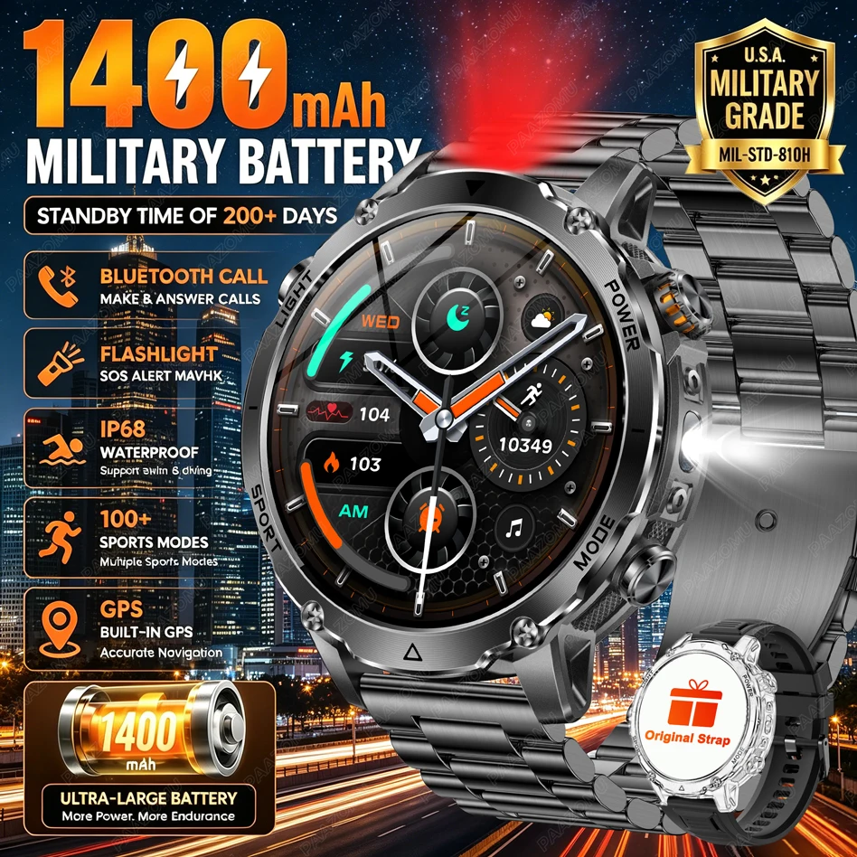 브랜드+1400mAh 대용량 배터리 스마트워치 남성용  - Smartwatch Watches Brands For Men 리뷰 및 가격