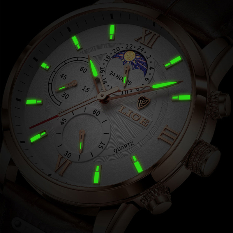 LIGE 패션 남성 시계 캐주얼 비즈니스 가죽 시계 남 - Smartwatch Watches Brands For Men 리뷰 및 가격