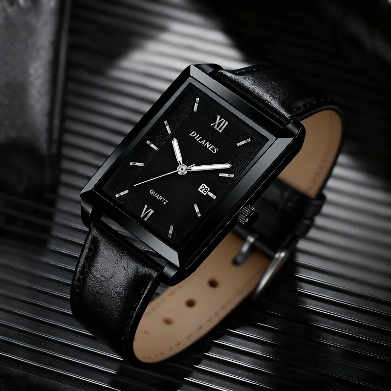 캐주얼 가죽 남성용 시계 패션 스퀘어 쿼츠 시계 남성용 - Smartwatch Watches Brands For Men 리뷰 및 가격