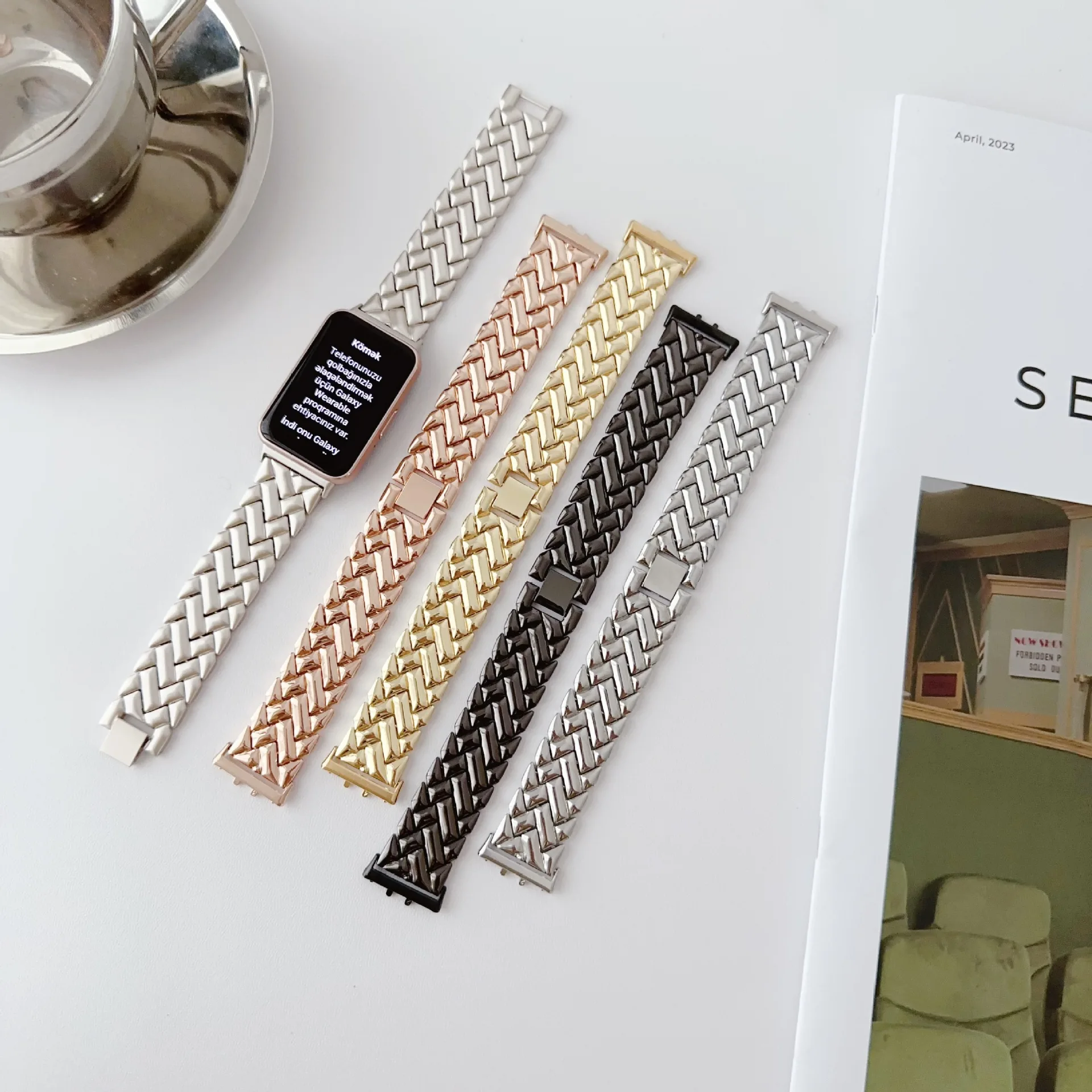 새로운 손목밴드 메탈 스트랩 삼성 갤럭시 핏 3 밴드  - Smartwatch Samsung Watches For Women 리뷰 및 가격